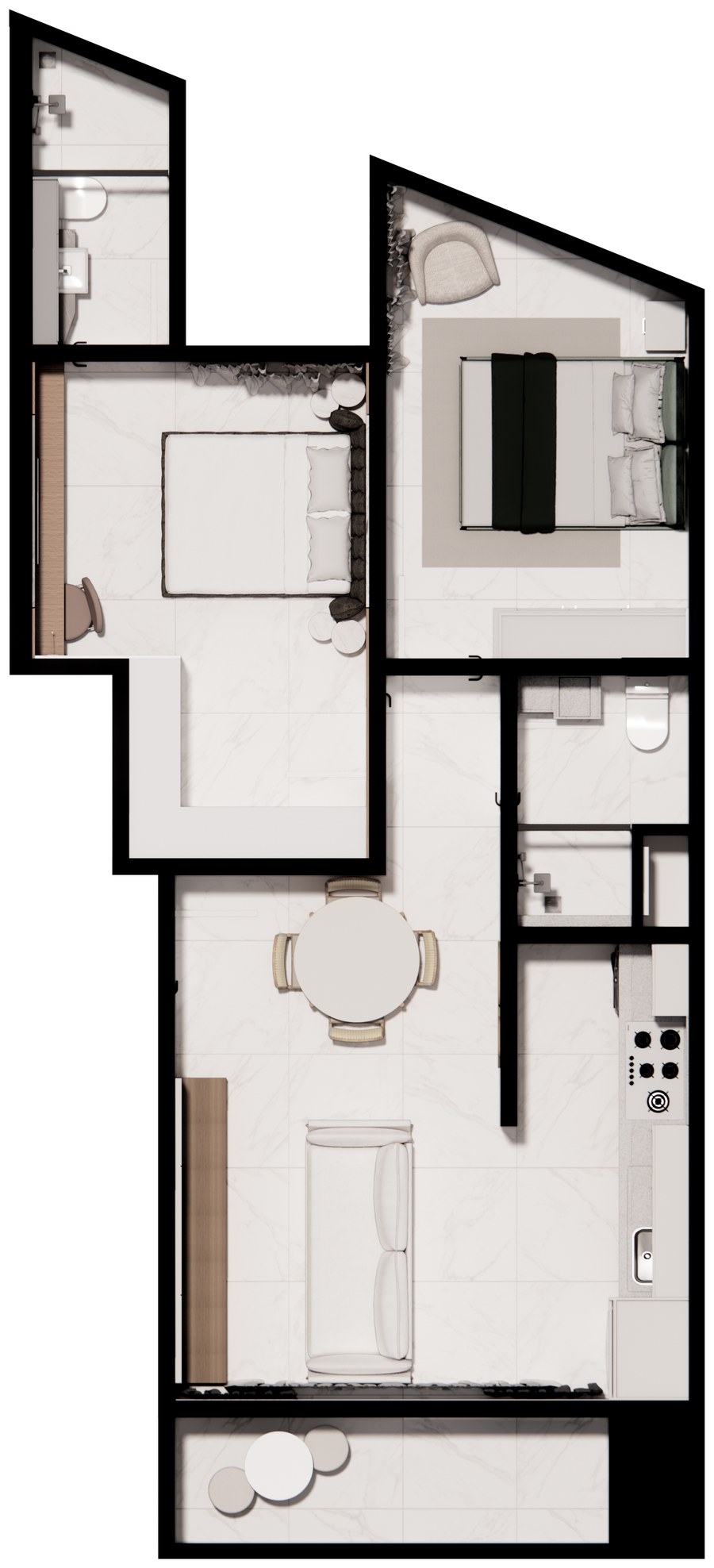 Planta do Studio de 40,02 m²